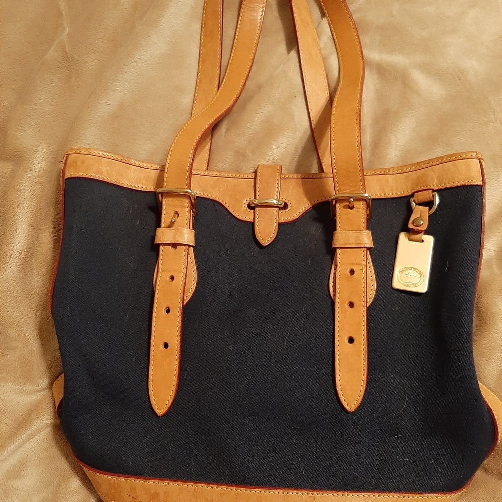 Dooney& Bourke blue canvas and leather bag.